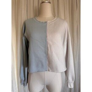 FLYING POINT Cropped Oversized Fleece Lined Sweatshirt Size S (Bx 21)
